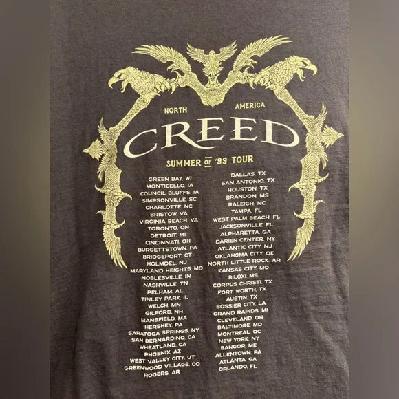 Creed Summer of 99 Concert Charcoal Tee with Gold Graphic - Picture 3 of 5